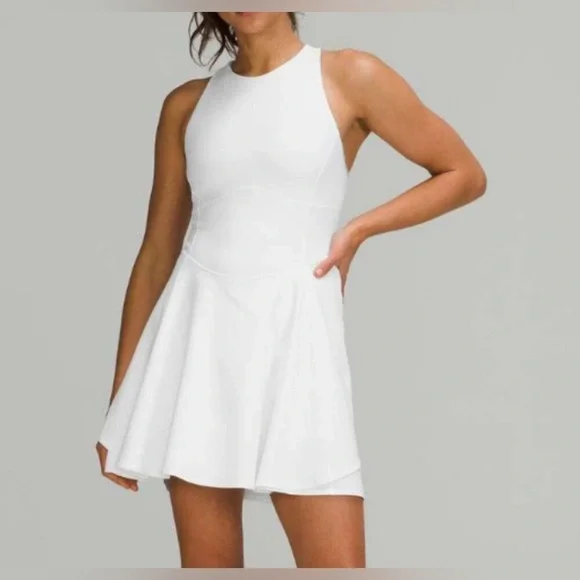 Lululemon Court Crush Tennis Dress White Built in Bra Size 10 - Picture 1 of 8